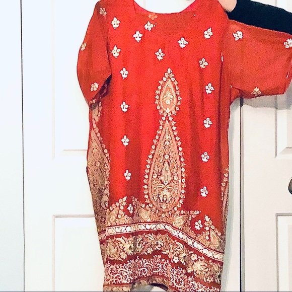 Other - 3 Piece Pakistani/Indian Short Sleeves Chiffon Embroidered Kurta Salwar Dupata